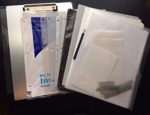 Black  Binder W/ Avery &amp; Pendaflex Office Supplies Folders Dividers Clips Etc