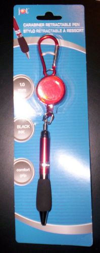 JOT~ CARABINER RETRACTABLE PEN W/ KEYCHAIN/CLIP~COLOR~RED  W/BLACK INK