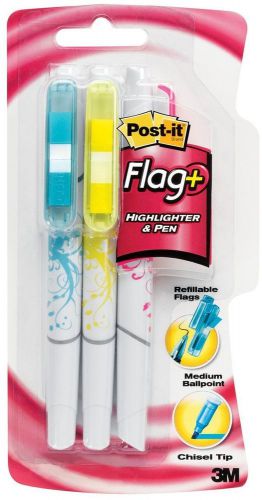 Flag+ ballpoint pen highlighter black ink with blue pink yellow flags 3 for sale