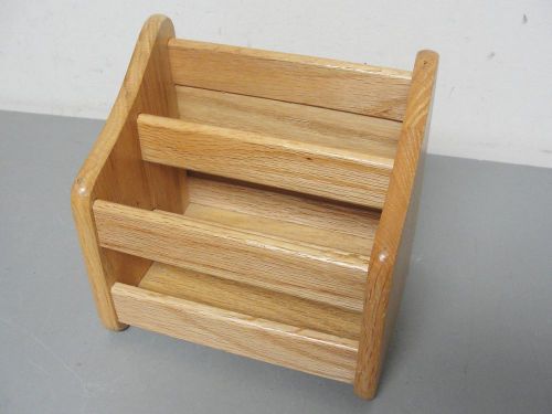 OAK RECIPE CARD WOOD PAMPHLET HOLDER COUNTER-TOP WOODEN STORAGE DISPLAY RACK