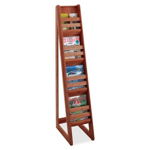 Bamboo Magazine/Pamphlet Floor Display, 10w x 18-1/4d x 56-1/2h, Cherry