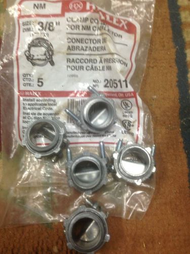 Lot Of 5  Halex Electrical Clamp Connectors 3/8&#034;