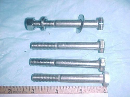 4 STAINLESS STEEL HEX HEAD CAP BOLTS 3/8-16 X 2 15/16&#034; long.  4 Nuts lk wsh wshr