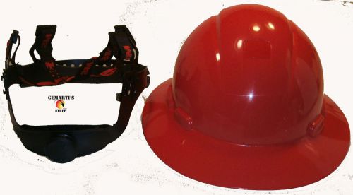 3M Full Brim Hardhat with Uvicator, 4 Point Ratchet Suspension, Red H-805R-UV