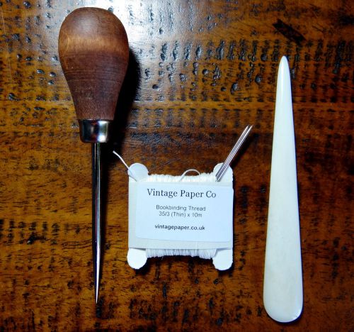 Bookbinding Little Kit - Awl, Bone Folder, Needles and Thread