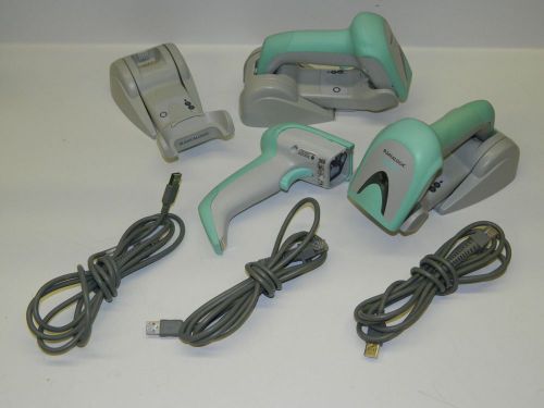 LOT OF 3 Datalogic Gryphon GBT4400-HC Barcode Scanner with base BC4030-HC-BT USB