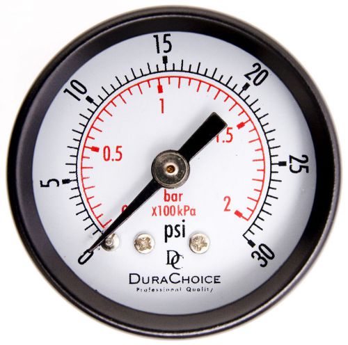 1-1/2&#034; Pressure Gauge 1/8&#034; Male NPT Center Back 0-30 Psi, 0-200kPa