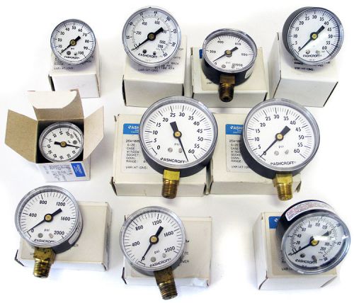 Lot 10 Ashcroft Pressure Gauge 0-2000 PSI 1.5&#034;-2.5&#034; NEW