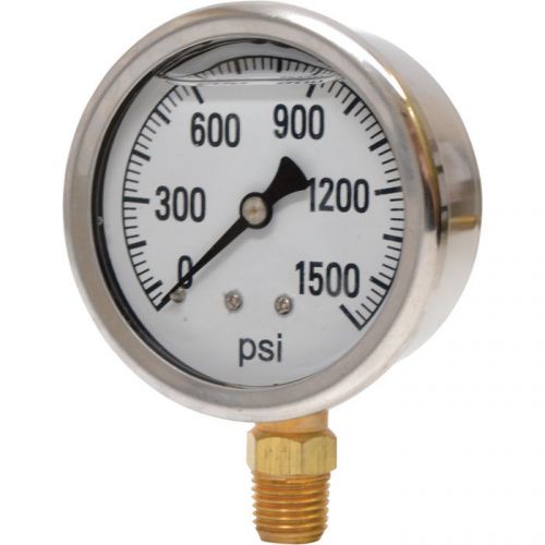 Valley Instrument 2 1/2in Stainless Steel Glycerin Gauge-0-1500 PSI #2140GXB1500