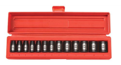 TEKTON 47915 3/8-Inch Drive Shallow Impact Socket Set, 7-19mm, Metric, Cr-V,