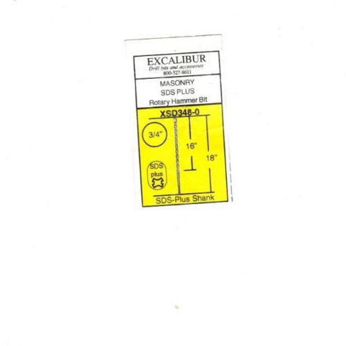 Excalibur rotary hammer bit sds plus *new* 3/4&#034;x 16&#034;  18&#034; spline shank xsd348-0 for sale