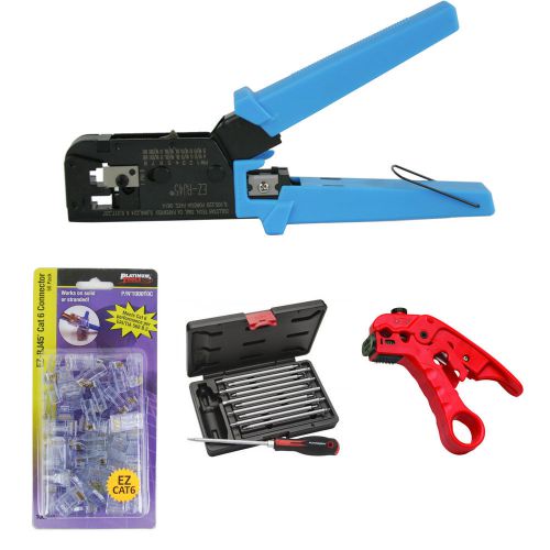 Platinum Tools 100004C EZ-RJ45 Crimper, CAT6+ Connectors, Cutter, Tool Kit