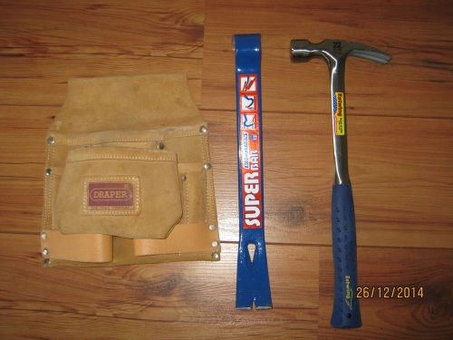 Estwing E3-22S Framing Hammer 22oz &amp; Vaughan Super Bar, Draper Tool Pouch