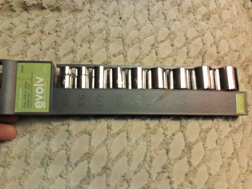 SEARS CRAFTSMAN EVOLV,9-PC,3/8&#034;DRIVE 12 POINT SAE shallow SOCKET SET 3/8 to 7/8