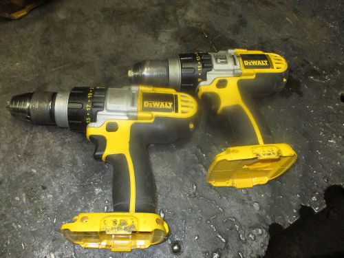 2 DEWALT DC950 - 18 VT CORDLESS 1/2&#034; HAMMER DRILLS