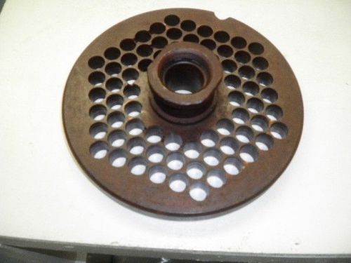 Autio 75 meat grinder plate, 8 1/2&#034; in diam., meat holes 3/8&#034; w, 5/8&#034; thick for sale