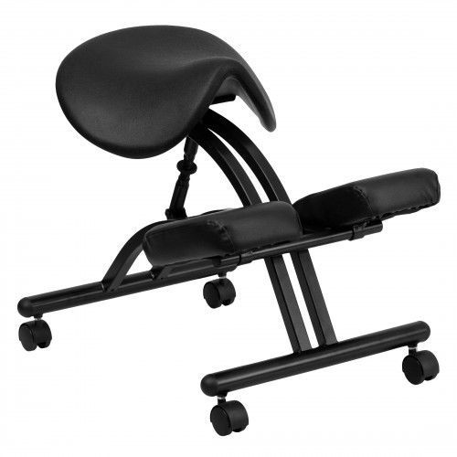 Flash Furniture WL-1421-GG Ergonomic Kneeling Chair with Black Saddle Seat