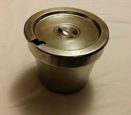 Brandware 18/8 stainless steel round steam table inset pan with lid, 7 1/4 qt for sale