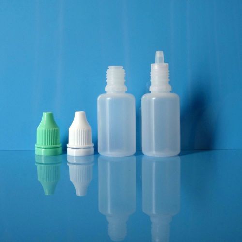 100 P 2/3 OZ 20 ML LDPE Dropper Bottles w Tamper Proof Cap E Juicy Liquid Vapor