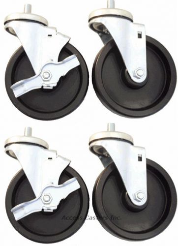 4DRG4 4&#034; x 1-1/4&#034; Caster Set of 4 for True Refrigerators, Polyolefin Wheels