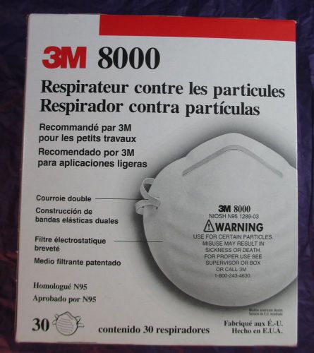 Box of 30 3m 8000 particle respirator filter mask n95 sanding non oil sweeping for sale