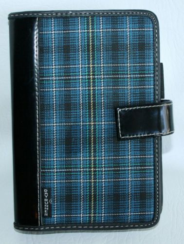 Franklin Covey DAY-RUNNER Compact Planner Binder Blue Plaid some inserts CUTE