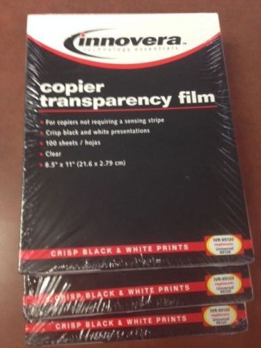 Innovera 65120 Copier Transparency Film, Lot of 3 boxes, 100 per box.