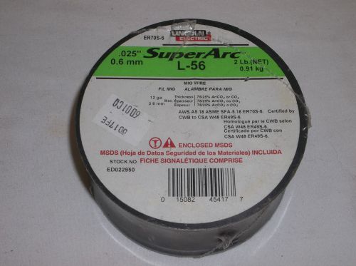 Lincoln Electric SuperArc L-56 .025&#034; 2LB Spool MIG Wire ER70S-6 ED022950 NEW