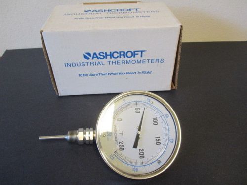Ashcroft industrial bi-metal 5&#034; dual scale thermometer 0 to 250 f 1/2&#034; npt for sale