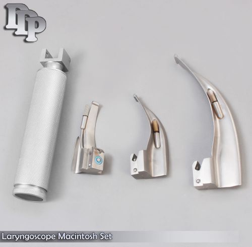 LARYNGOSCOPE MEDIUM HANDLE C + 3 MACINTOSH BLADE #0 + 1 + 4 ENT ANESTHESIA SET