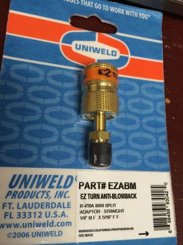 Anti-blowback valve, uniweld, ez turn, part# ezabm, 1/4&#034; mf x 5/16&#034; r410a for sale