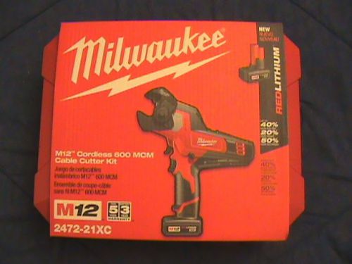 New milwaukee m12 2472-21xc 600 mcm cable cutter red lithium kit free ship in us for sale