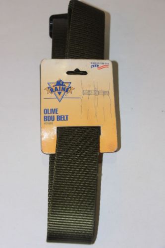 RAINE OLIVE GREEN BDU BELT ADJUSTABLE SIZE UP TO 44&#034; METAL BUCKLE