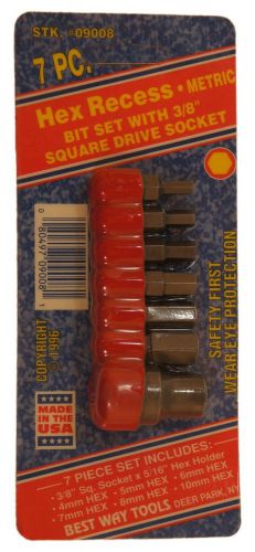 Best way tools 9008 5/16-inch shank hex recess bit set with 3/8-inch square d... for sale