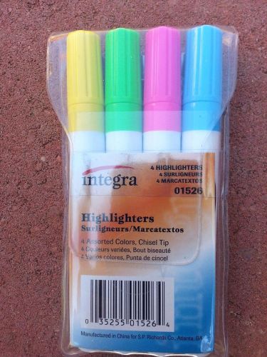 Integra Desk Highlighters, Chisel Tip,4 EA/Pack, Assorted (ITA01526)