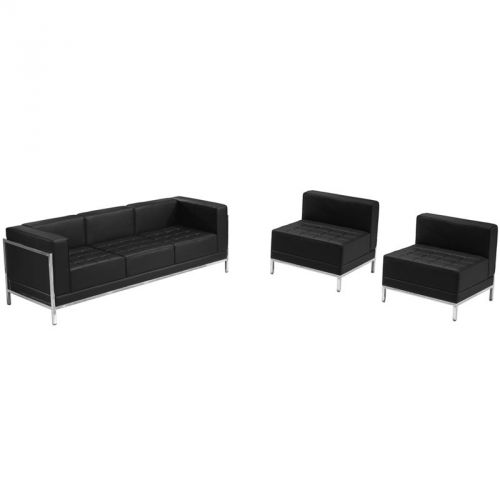 Imagination series black leather sofa &amp; chair for sale