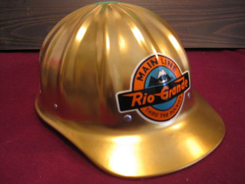 SUPER LITE FIBRE METAL HELMET GOLD 1960&#039;s RIOGRANDE MAIN LINE THRU THE ROCKIESRR