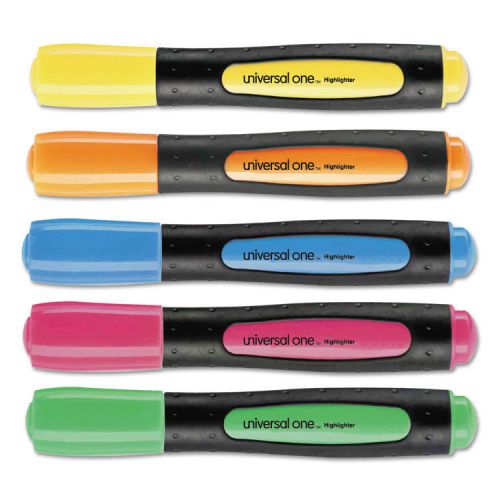 Desk Highlighter w/Comfort Grip, Chisel Tip, 5/Set