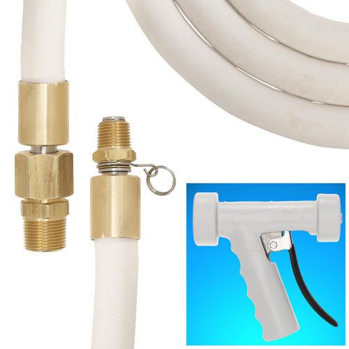 50&#039; Hose Station/Washdown Hose Assembly (White) with Bronze Hose Nozzle (White)