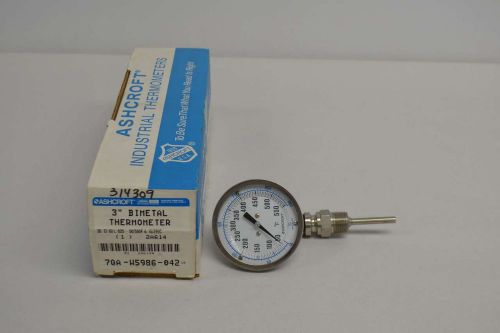 NEW ASHCROFT 2A614 30EI 60 L 025 BIMETAL THERMOMETER 50-550F GAUGE D378057