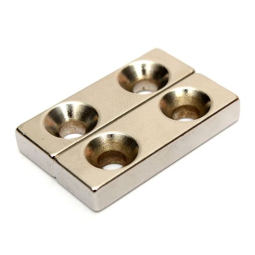 1Pc Neodymium Strong Block Hole N35 Rare Earth Magnet 2 Countersunk 30x10x5mm