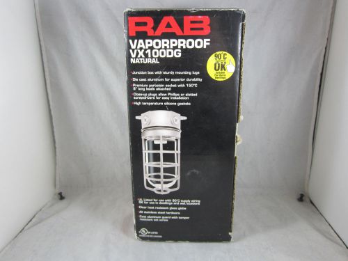 Nib rab lighting vx100dg vaporproof ceiling light fixture natural w/glass for sale