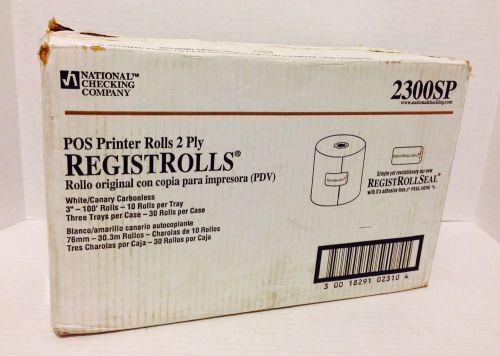 Case of 30 national checking company registrolls 2-part carbonless pos rolls for sale