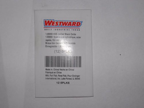 Westward 5plk5  grainger # 3148 jobber drill bit, hss, black oxide, 1.55mm for sale