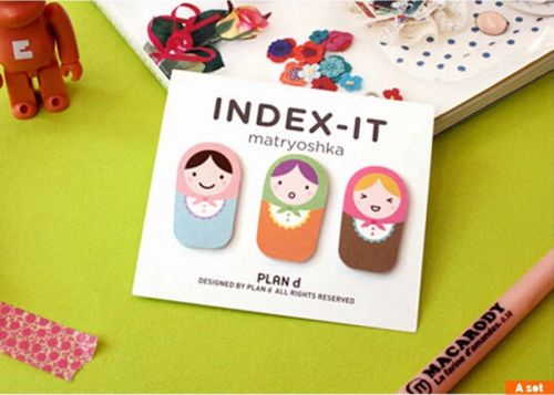 2pcs Matryoshka Doll Sticker Post It Bookmark Marker Memo Flags Sticky Notes Hot