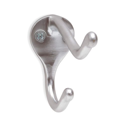 Coat &amp; Garment Hook 2 Hook Ends Natural Aluminum Finish Height 1 3/4 In