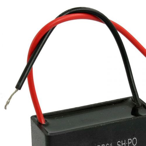 CBB61 SH 6uF 450VAC Motor Running Fan Capacitor Black w 2 Lead Wires WA