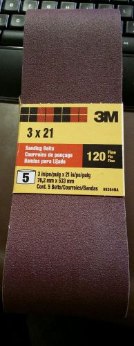 3M 5 Pack, 3&#034; x 21&#034;, 120 Grit, Sanding Belt