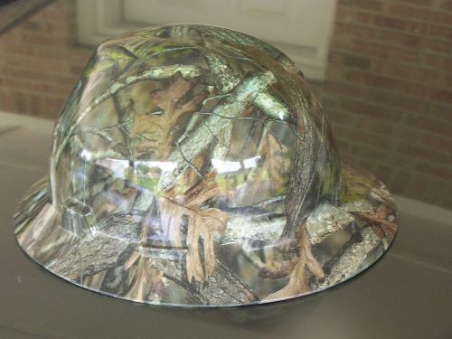 CUSTOM HYDRO DIPPED WATER GRAPHICS OSHA FULL BRIM HARDHAT - TREE CAMO - RATCHET