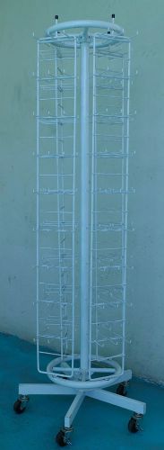 WHITE 59&#034; TALL 9 LEVEL TIER SPINNING store FLOOR DISPLAY RACK W WHEELS wire